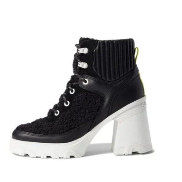 Sorel Women's Brex Heel Cozy Lace Booties Boots 9 Black Sea Salt GIFT NEW - Picture 4 of 9